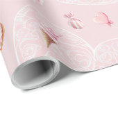 Pink Sweet One Birthday Wrapping Paper Geschenkpapier (Rolleneckpunkt)