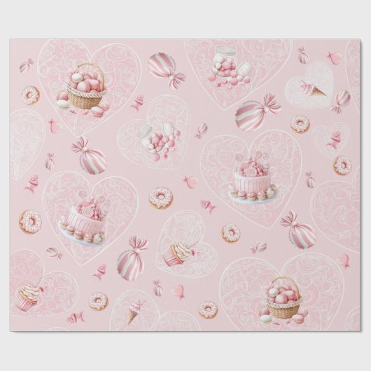 Pink Sweet One Birthday Wrapping Paper Geschenkpapier (Flach)