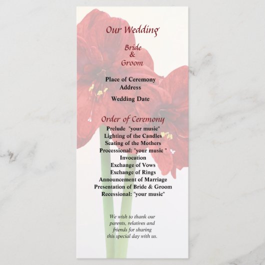 Pink Sweet Pea Heart Wedding Program Programm (Vorderseite)