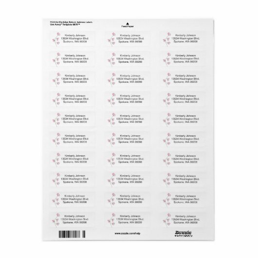 Pink Sweet Pea Return Address Label (Vorne)