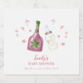 Pink Sweet Poppin Champagner Flaschen Babydusche Schaumweinetikett (Einzelnes Label)