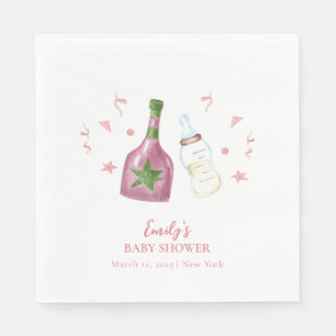 Pink Sweet Poppin Champagner Flaschen Babydusche Serviette