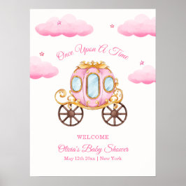 Pink Sweet Princess Carriage Baby Shower Welcome Poster