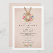 Pink Sweet Woodland Bunny Baby Dusche Einladung (Vorne/Hinten)