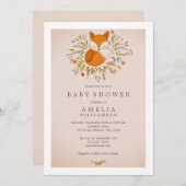 Pink Sweet Woodland Fox Kinderdusche Einladung (Vorne/Hinten)