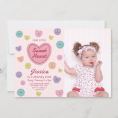 Pink Sweetheart Candy Valentine Birthday Foto Einladung (Vorderseite)