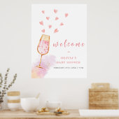 Pink Sweetheart Champagner Begrüßung Baby Dusche Poster (Küche)