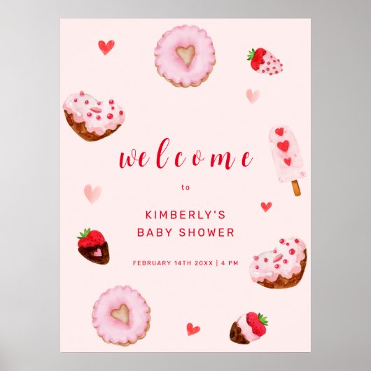 Pink Sweetheart Donuts Willkommensdusche Poster (Vorne)