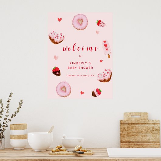 Pink Sweetheart Donuts Willkommensdusche Poster (Küche)