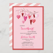 Pink Sweetheart Valentine Baby Dusche für Mädchen Einladung (Vorne/Hinten)