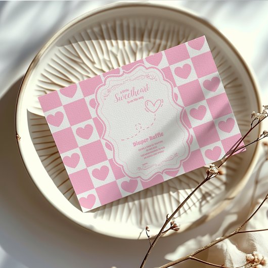 Pink Sweetheart Valentine's Day Diapper Raffle Begleitkarte