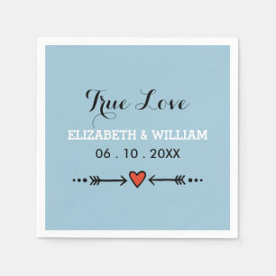 Pink Sweethearts & Arrows Blue Wedding True Love Serviette