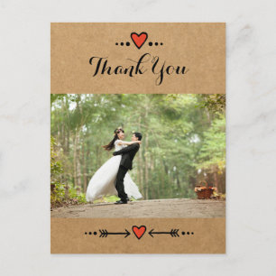 Pink Sweethearts & Arrows Country Danke 2 Postkarte