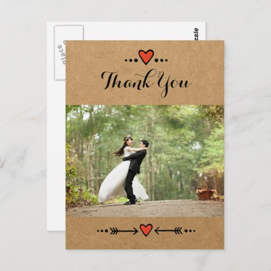 Pink Sweethearts & Arrows Country Danke 2 Postkarte (Vorne/Hinten)