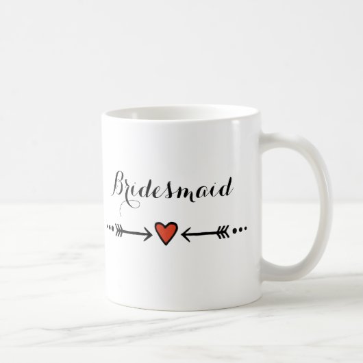 Pink Sweethearts & Arrows Rustic Bridesmaid Kaffeetasse (Rechts)