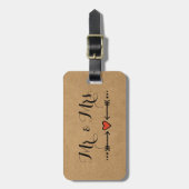 Pink Sweethearts & Arrows Rustic Style - Mr & Mrs. Gepäckanhänger (Vorderseite vertikal)