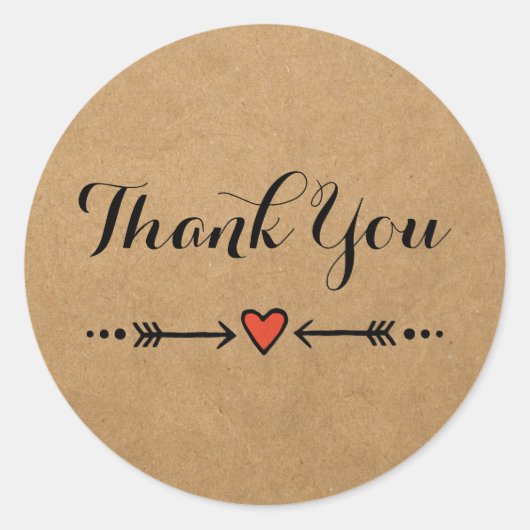 Pink Sweethearts & Arrows Rustic Vielen Dank Runder Aufkleber (Vorderseite)