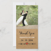 Pink Sweethearts & Arrows Rustic Wedding Vielen Da Dankeskarte (Vorderseite)