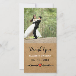 Pink Sweethearts & Arrows Rustic Wedding Vielen Da Dankeskarte