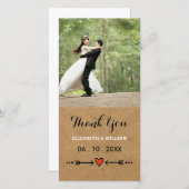 Pink Sweethearts & Arrows Rustic Wedding Vielen Da Dankeskarte (Vorne/Hinten)