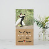 Pink Sweethearts & Arrows Rustic Wedding Vielen Da Dankeskarte (Stehend Vorderseite)