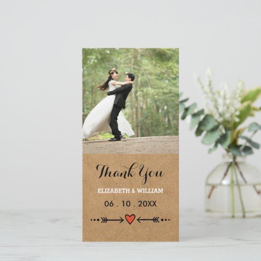 Pink Sweethearts & Arrows Rustic Wedding Vielen Da Dankeskarte (Stehend Vorderseite)