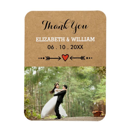 Pink Sweethearts & Arrows Rustic Wedding Vielen Da Magnet (Vertikal)