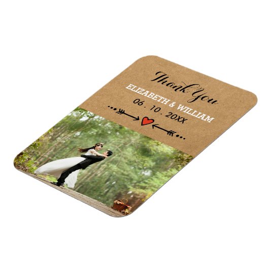 Pink Sweethearts & Arrows Rustic Wedding Vielen Da Magnet (Linke Seite)