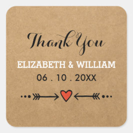 Pink Sweethearts & Arrows Square Wedding Vielen Da Quadratischer Aufkleber