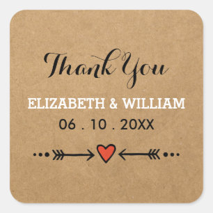 Pink Sweethearts & Arrows Square Wedding Vielen Da Quadratischer Aufkleber