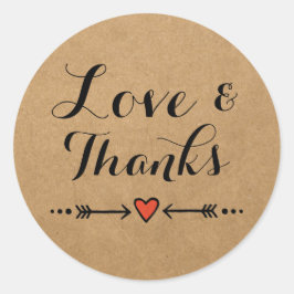Pink Sweethearts & Arrows Wedding Liebe & Danke Runder Aufkleber