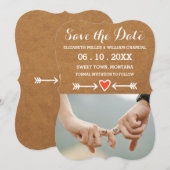 Pink Sweethearts & Arrows Weiß Save the Date (Vorne/Hinten)