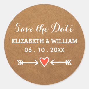 Pink Sweethearts & Arrows Weiß Save the Date Runder Aufkleber