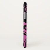 Pink SwirbelDamask Muster auf schwarz Case-Mate iPhone Hülle (Hinten/Rechts)