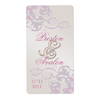 Pink Swirl Champagner Juwelen Wein Etikett