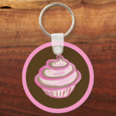 Pink Swirl Cupcake Schlüsselanhänger (Vorderseite)