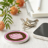 Pink Swirl Cupcake Schlüsselanhänger (Seite)
