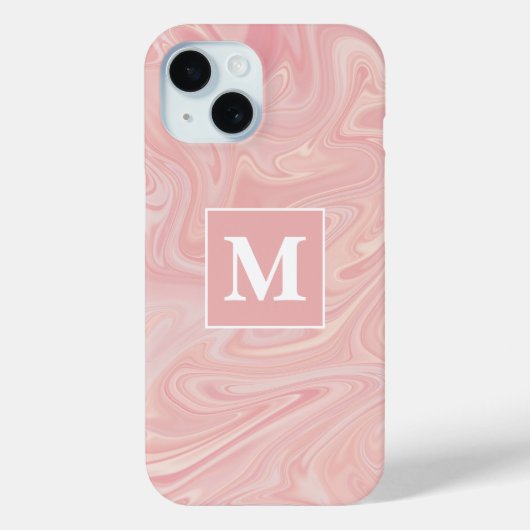 Pink Swirl Custom Monogram Case-Mate iPhone Hülle (Rückseite)