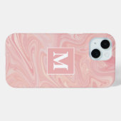 Pink Swirl Custom Monogram Case-Mate iPhone Hülle (Rückseite (Horizontal))
