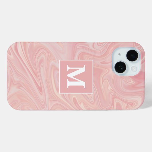 Pink Swirl Custom Monogram Case-Mate iPhone Hülle (Rückseite (Horizontal))
