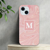 Pink Swirl Custom Monogram iPhone 15 Hülle