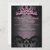 Pink Swirl Damask Sweet16 Birthday Einladung (Rückseite)