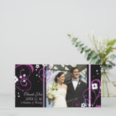 Pink Swirl Danke für die Hochzeit von Foto Cards (Stehend Vorderseite)