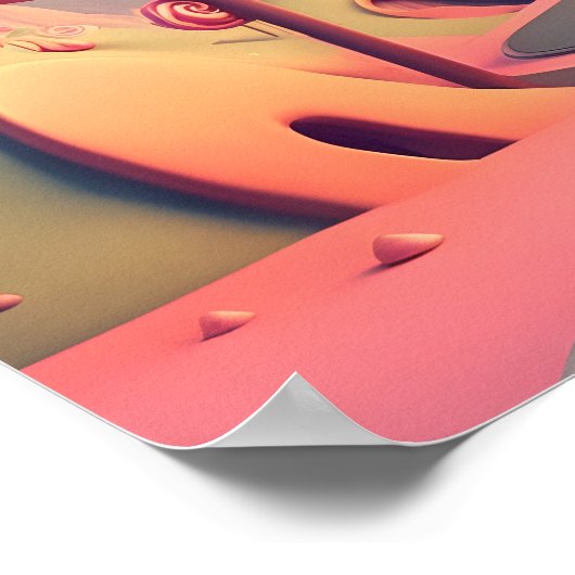 Pink Swirl Lollipop Candy Land House Poster (Ecke)