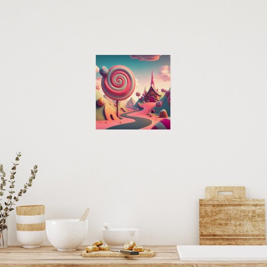 Pink Swirl Lollipop Candy Land House Poster (Küche)