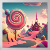 Pink Swirl Lollipop Candy Land House Poster (Vorne)