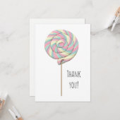 Pink Swirl Lollipop Flachgraukarte Karte (Vorderseite/Rückseite Beispiel)