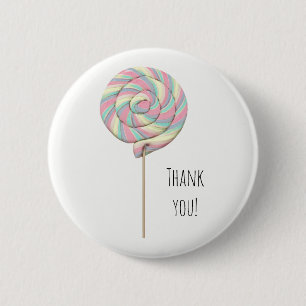 Pink Swirl Lollipop-Knopf Button