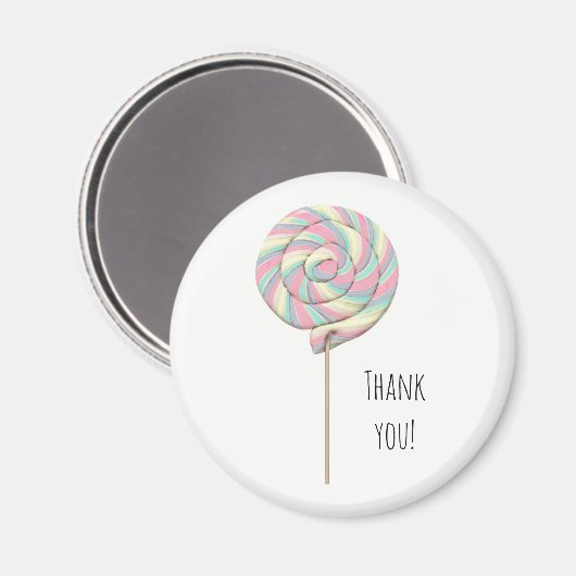Pink Swirl Lollipop Magnet (Vorderseite/Rückseite)