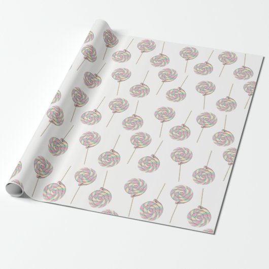 Pink Swirl Lollipop Wrapping Paper Geschenkpapier (Ungerollt)